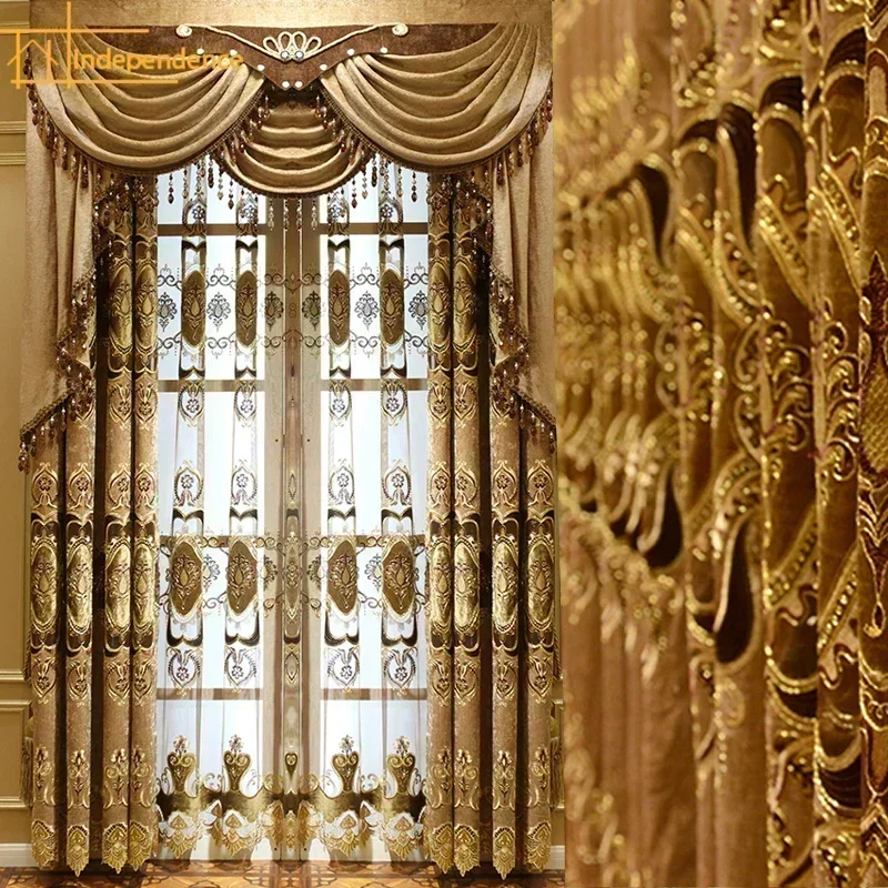 Blackout Curtain Thick - European Style Embroidered Luxury Palace Curtains