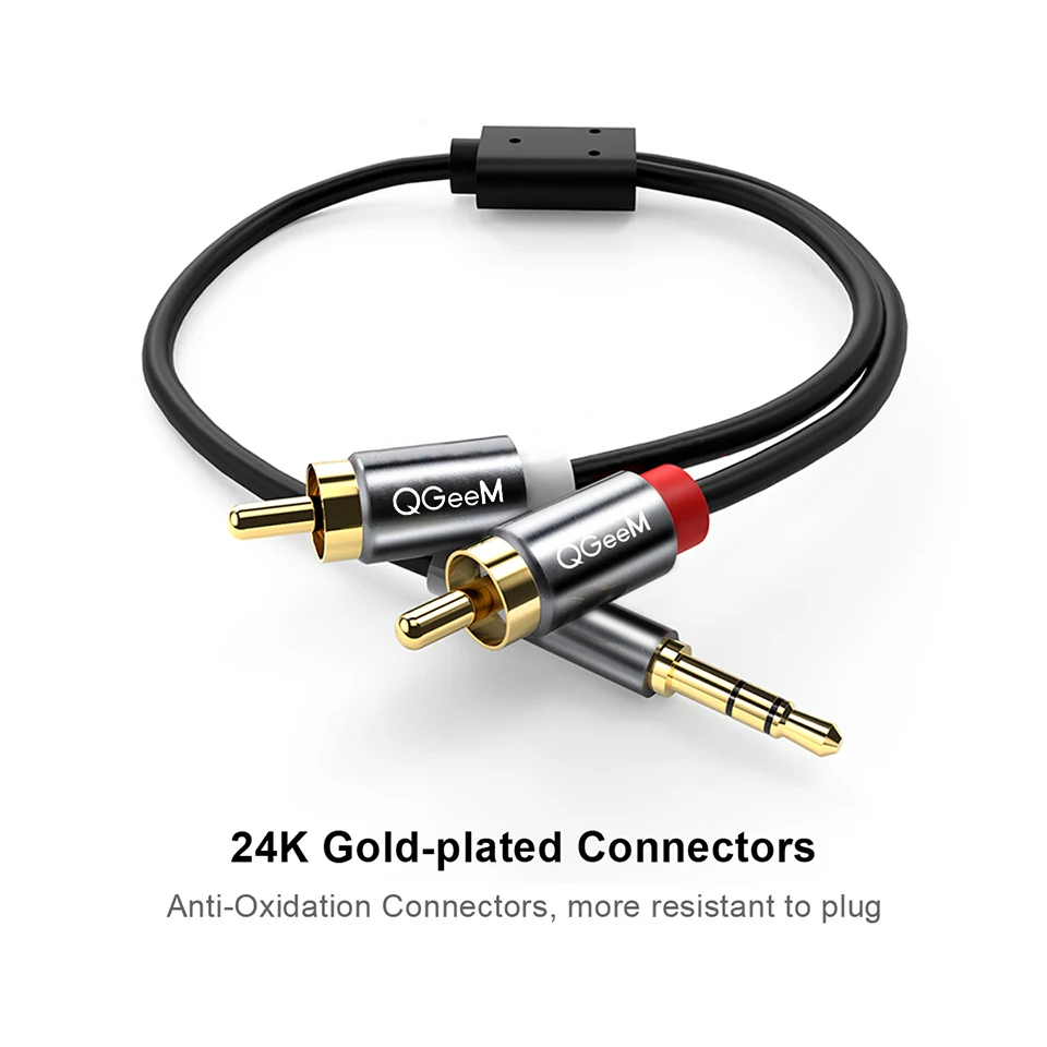 QGeeM RCA Cable 2RCA to 3.5 Au - Home Cinema Sound System ulasan dan harga