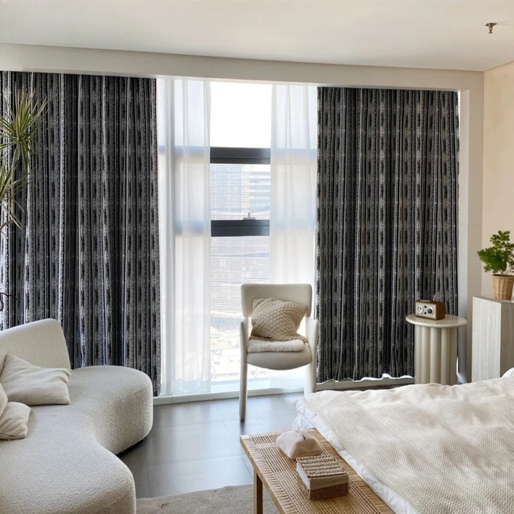 Nordic Jacquard Chenille Black - Blackout Curtain Thick ulasan dan harga