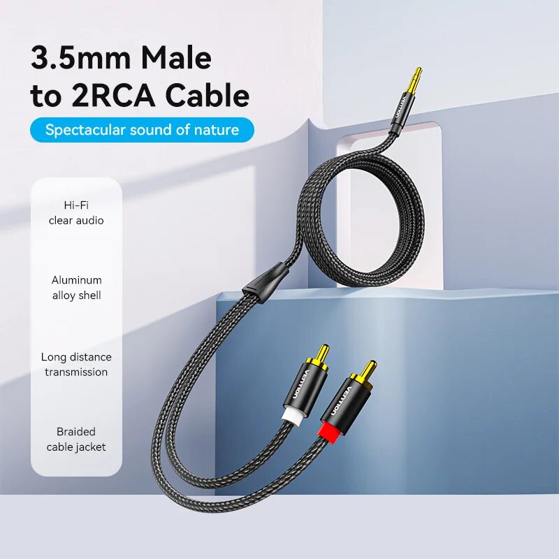Vention RCA Cable 3.5mm to 2RC - Home Cinema Idea ulasan dan harga