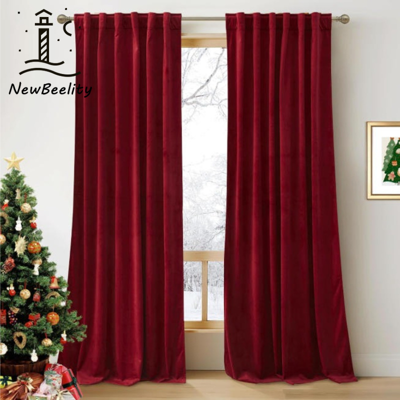 Nordic Modern Burgundy Red Lux - Blackout Curtain Thick ulasan dan harga