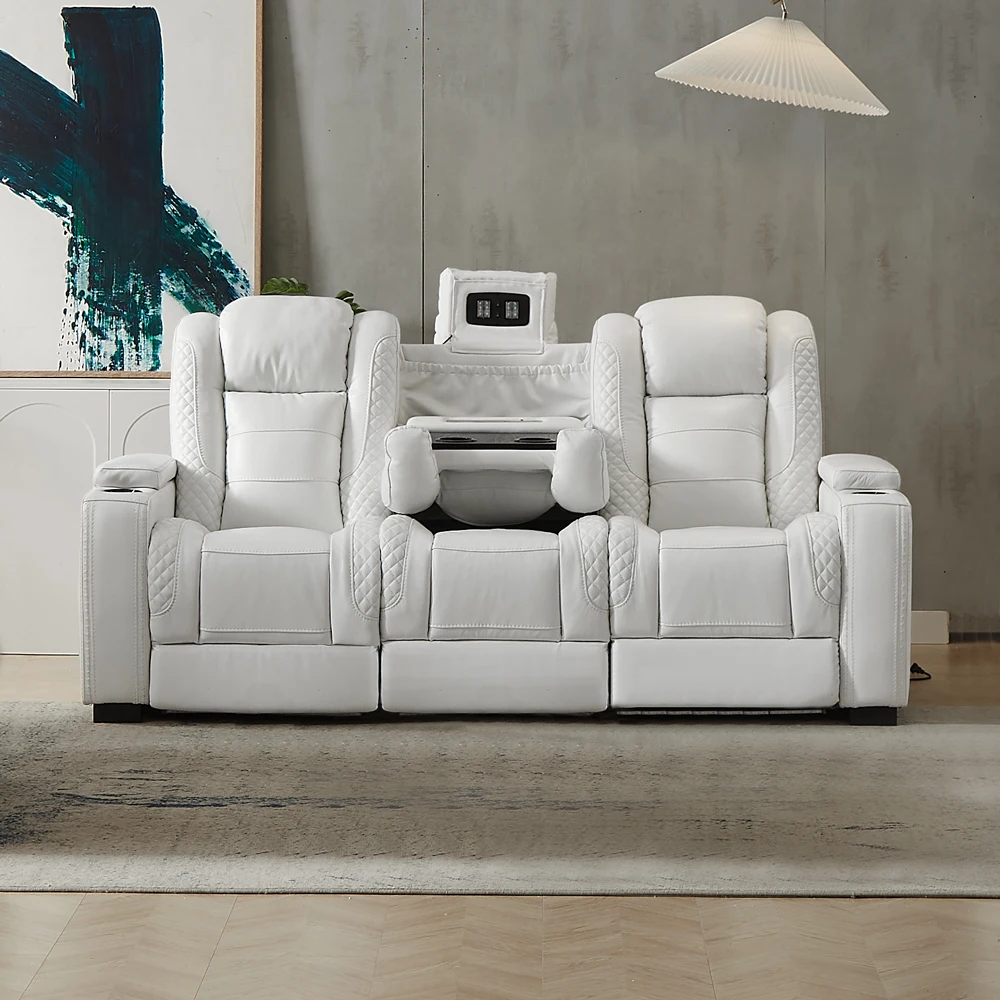 Luxury Power Recliner White Le - Home Cinema Luxury ulasan dan harga