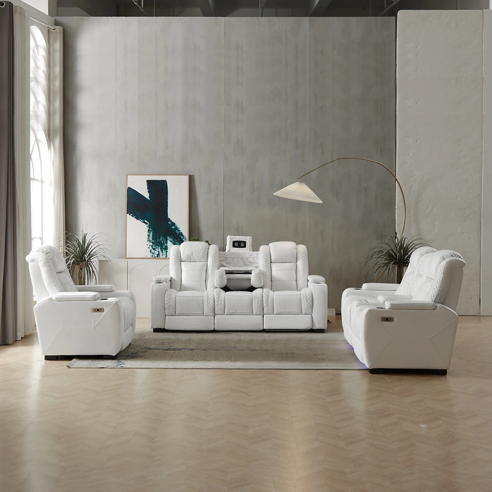 Luxury Power Recliner White Le - Home Cinema Luxury ulasan dan harga