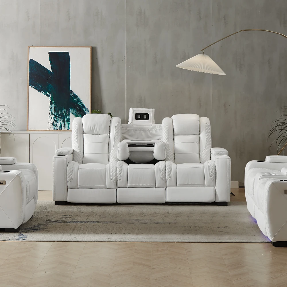 Luxury Power Recliner White Le - Home Cinema Luxury ulasan dan harga