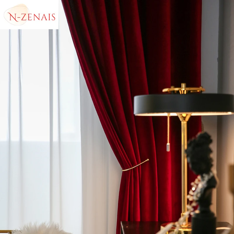 Modern  Luxury Nordic Burgundy - Blackout Curtain Thick ulasan dan harga