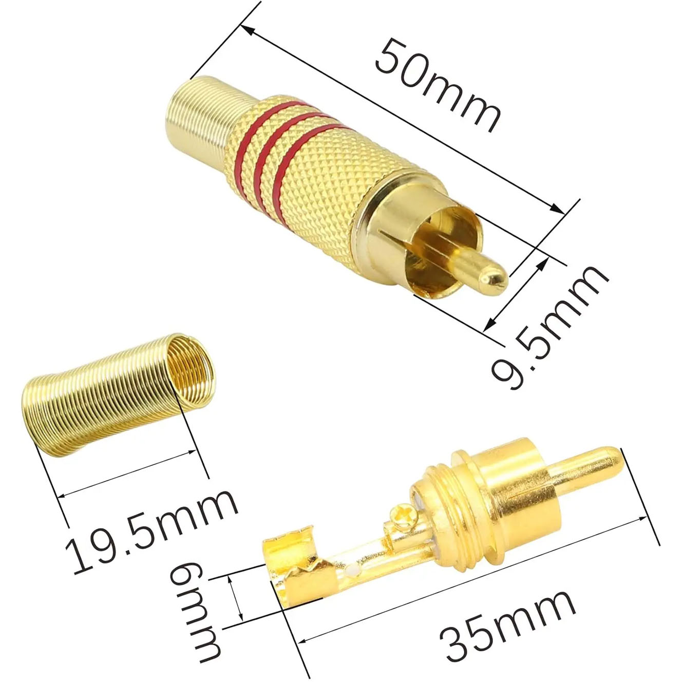 4PCS RCA Plug Gold Plated Sold - Home Cinema Sound System ulasan dan harga