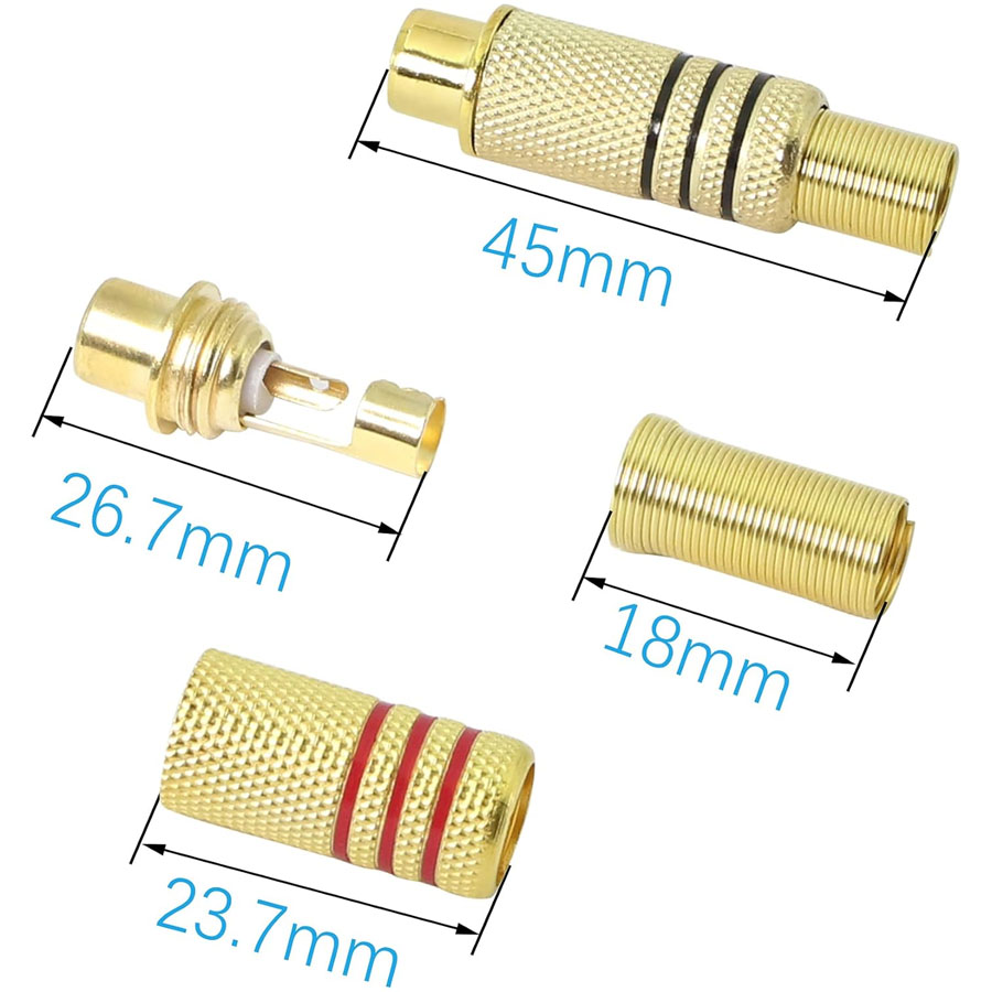 4PCS RCA Plug Gold Plated Sold - Home Cinema Sound System ulasan dan harga